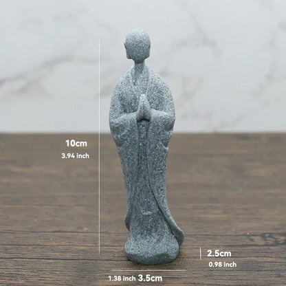Skanto Skanto | Small Buddha Stone Statue Buddhist Monk Tibetan Buddhism Figures Zen Garden Ornament Meditation Home Aquarium Decoration