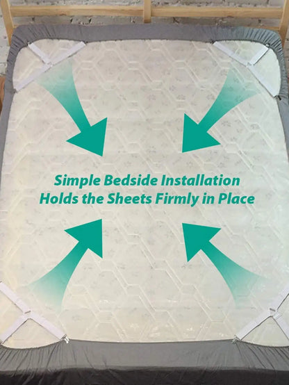 BowLift | GRIPFIX Fitted Sheet Holder Set | 4-Pack Triangular Bed Sheet Straps | Adjustable & Non-slip – For Mattresses, Table Covers & Covers