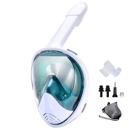 Skanto | Full Face Snorkel Mask with Camera Mount - Wide Angle, Anti-Fog, Anti-Leak Diving and Snorkeling Mask for Adults and Kids