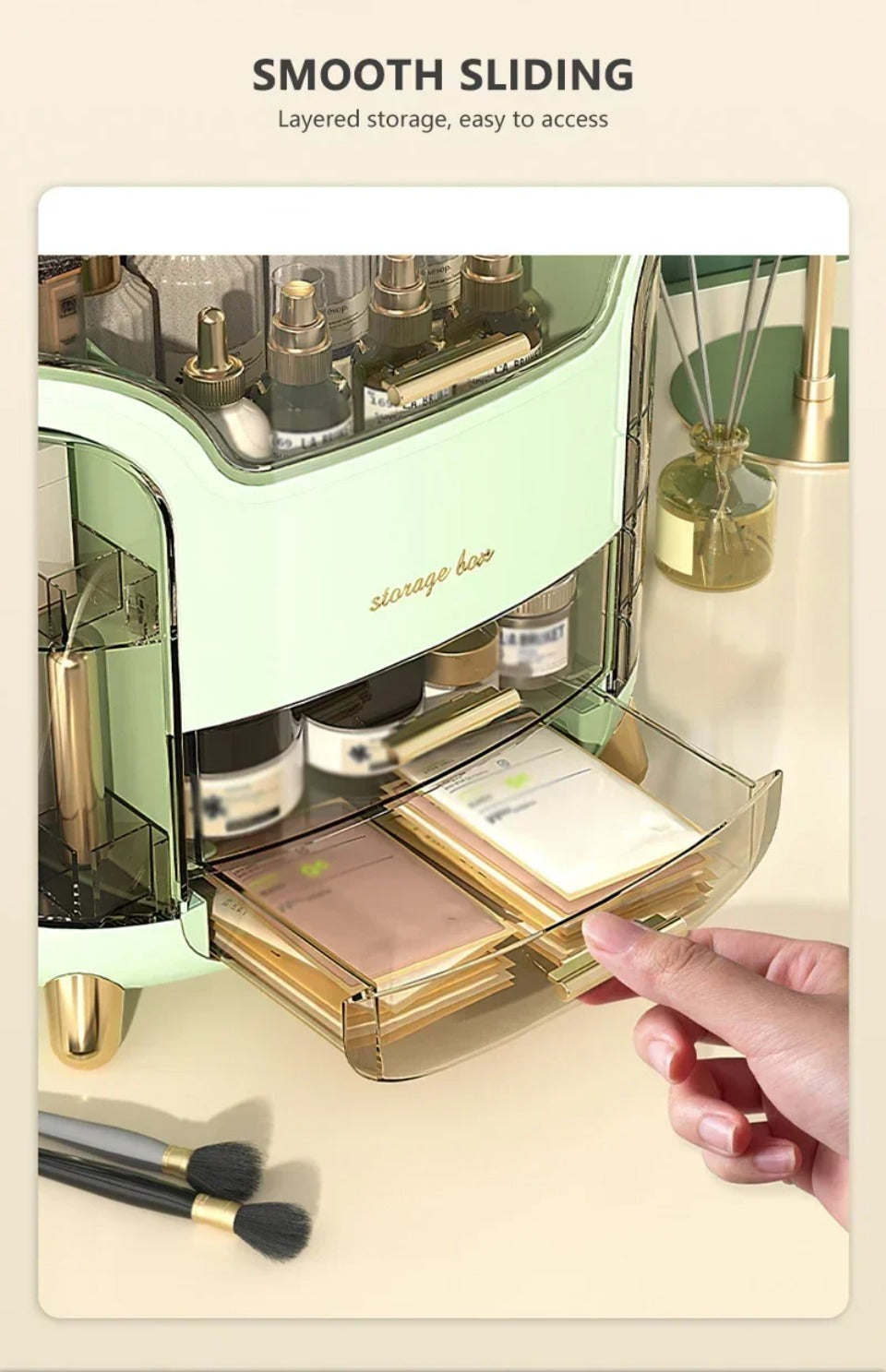 Luxury transparent Make-up Organizer with rotating doors and drawers | Brehn