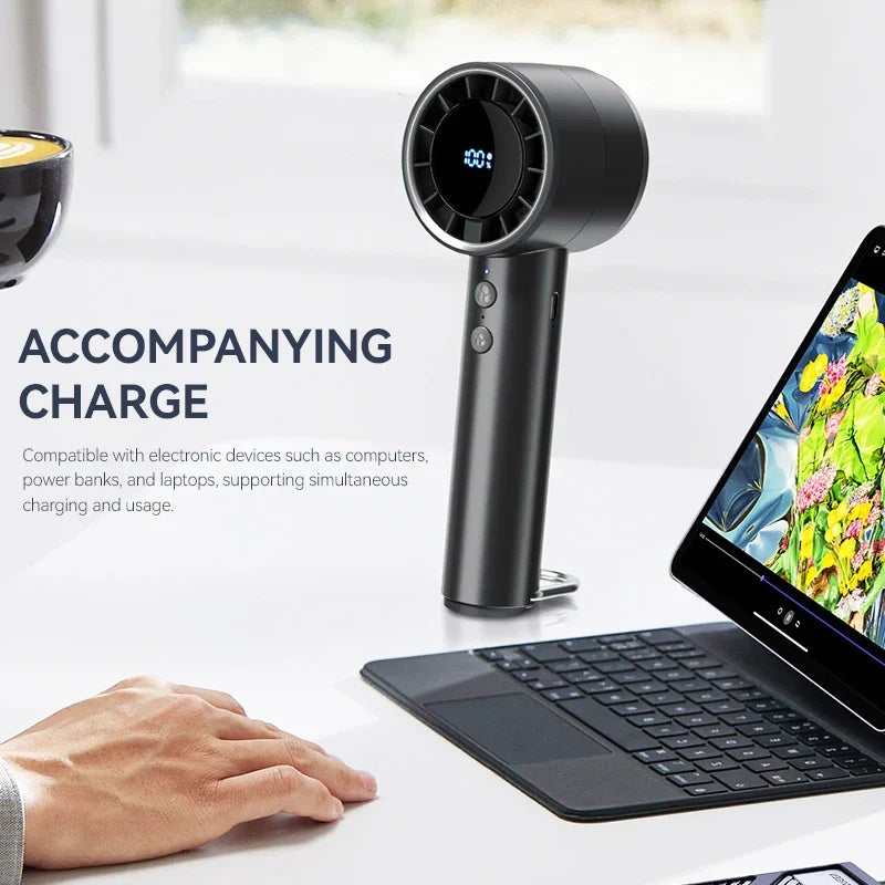 Silent High-Speed USB Handheld Fan – Portable Small Fan with LED Display, High Wind Power and Refrigerator Function | Karnz
