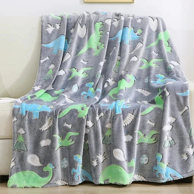 Skanto | StellaLumi | Glowing Unicorn Blanket | Cozy & Magical | Glow-in-the-Dark Stars & Hearts | Gift for Kids & Adults
