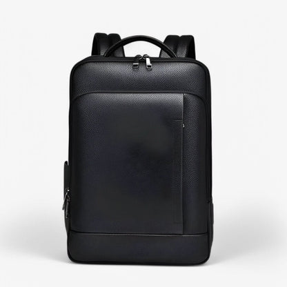 Skanto | Elegant Leather Backpack for Men/Women with USB Port for Laptop and Everyday Use, 15.6 Inch, Black