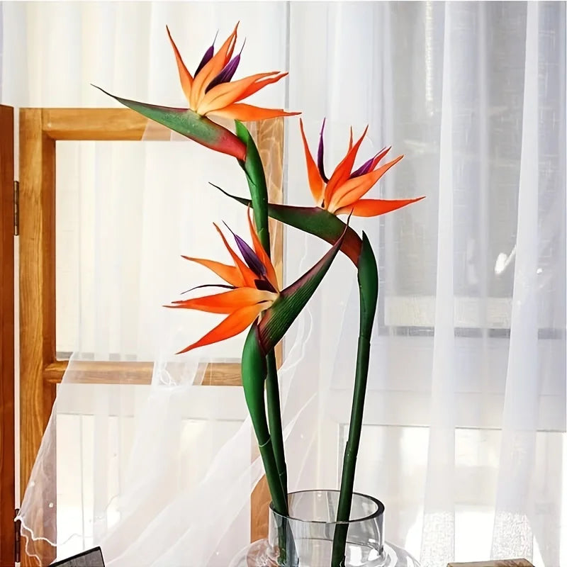 BowLift | Floriva 3 Piece Set Artificial Strelitzias | Bird of Paradise Flowers | 24.5 cm Long Stems | Decoration for Home, Office & Events