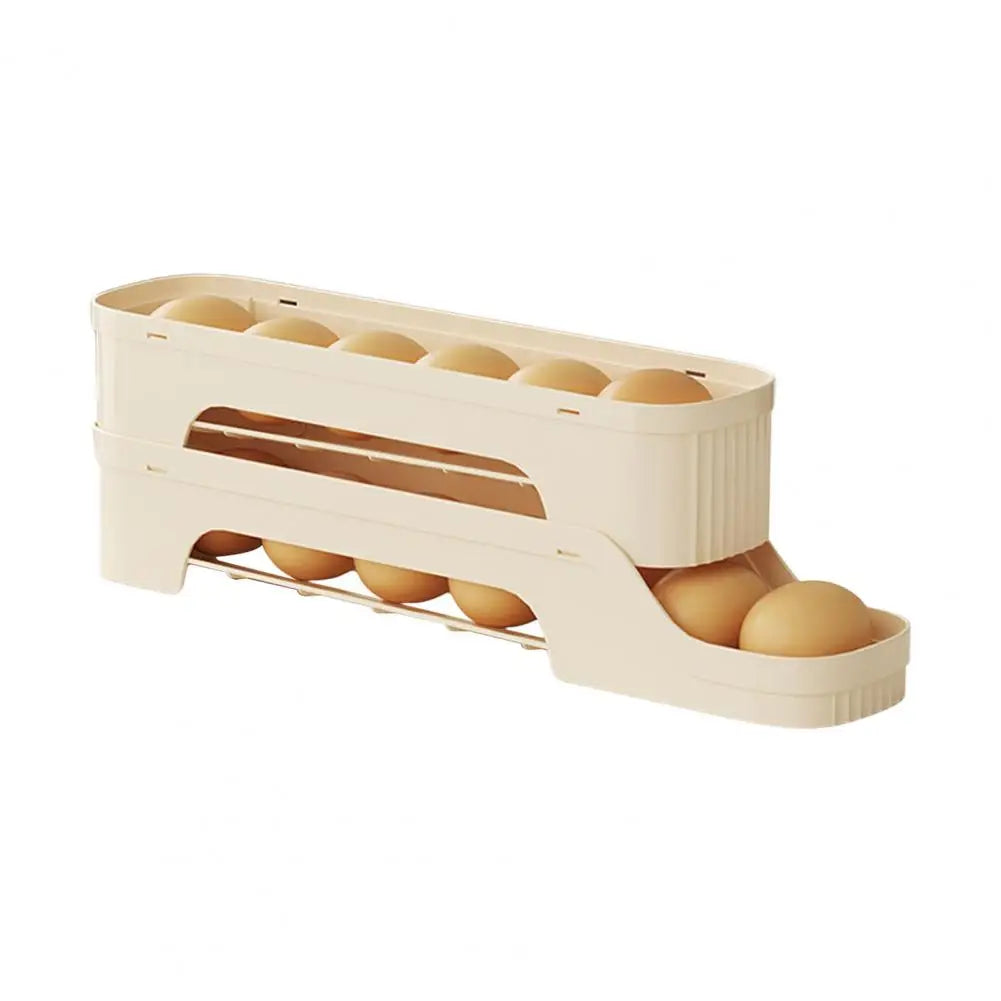 BowLift | Egg Box RolloMaxx | 4-Tier Egg Organizer | Space-Saving & Self-Rolling | Transparent Design