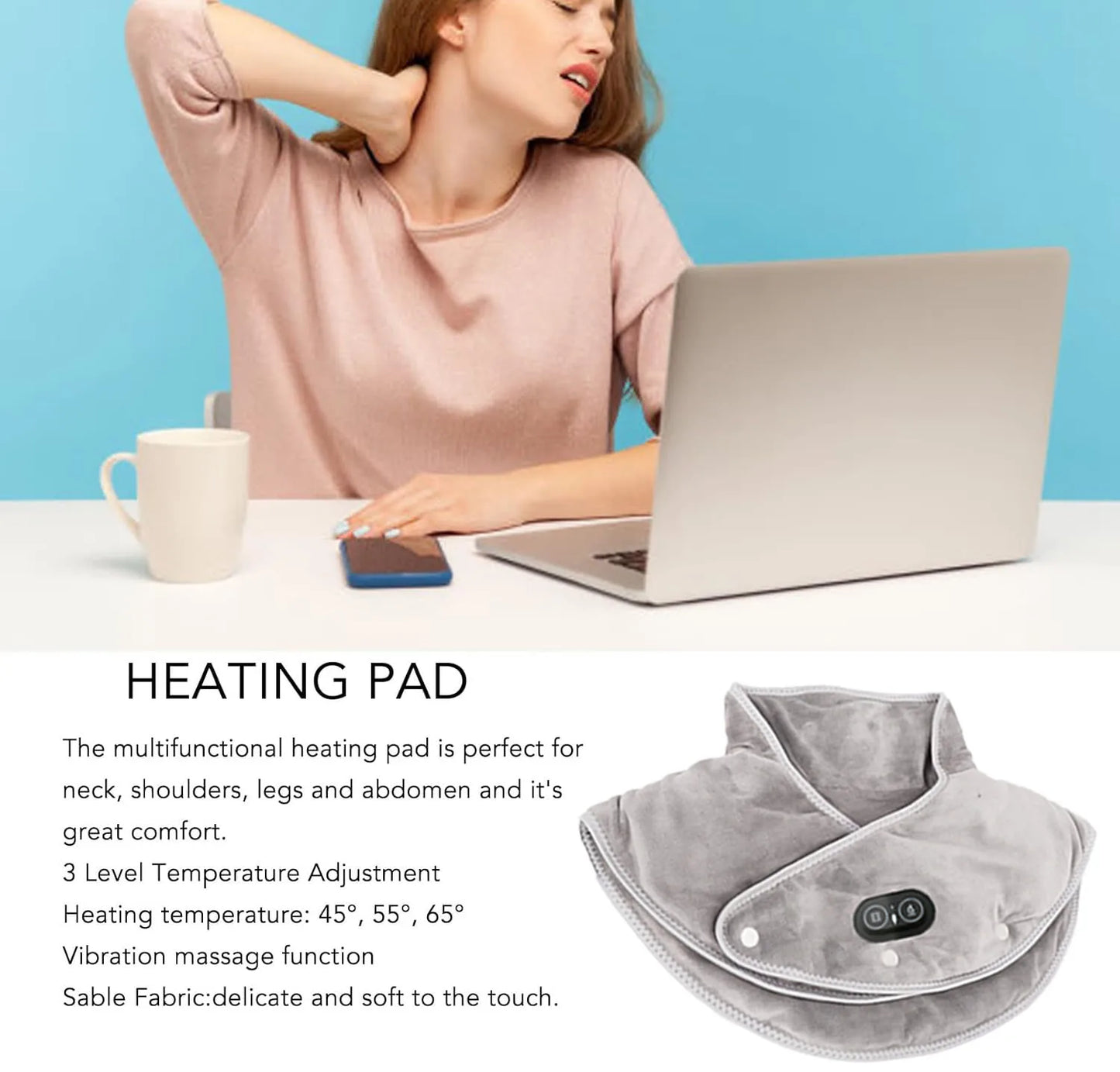BowLift | Warm Neck and Shoulder Massager USB Heating Cushion with Vibration