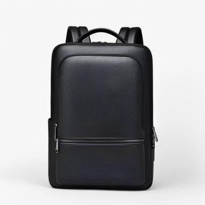 BowLift | Elegant leather rucksack for men/women with USB port for laptop and everyday use, 15.6 inch, black
