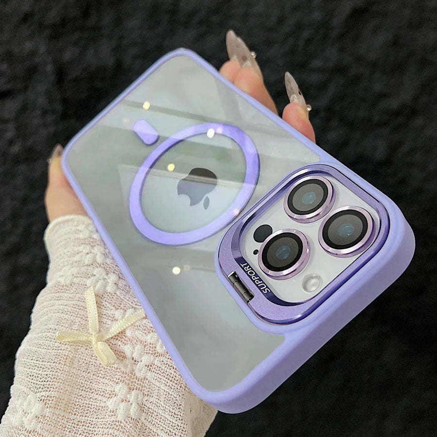 Skanto | Shockproof Magnetic Magsafe Phone Case Stand Glass Lens Protector Cover