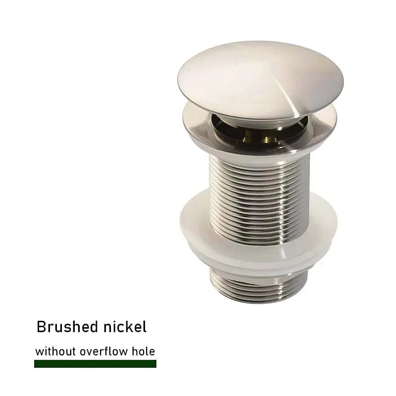 Drain Screw with Push-Down Pop-Up – Brass | 11 Colors | With or Without Overflow Skanto