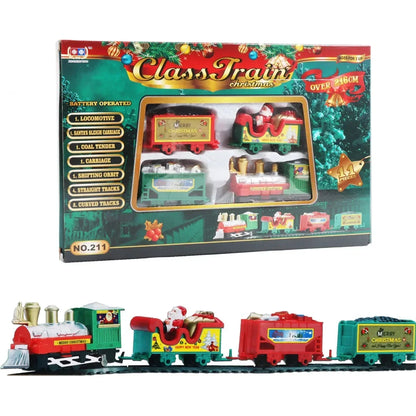 Eco-Friendly Christmas Electric Train Set - Kids' Track, Safe Holiday Gift & Santa-Themed Tree Decoration 216cm (85 Inch)