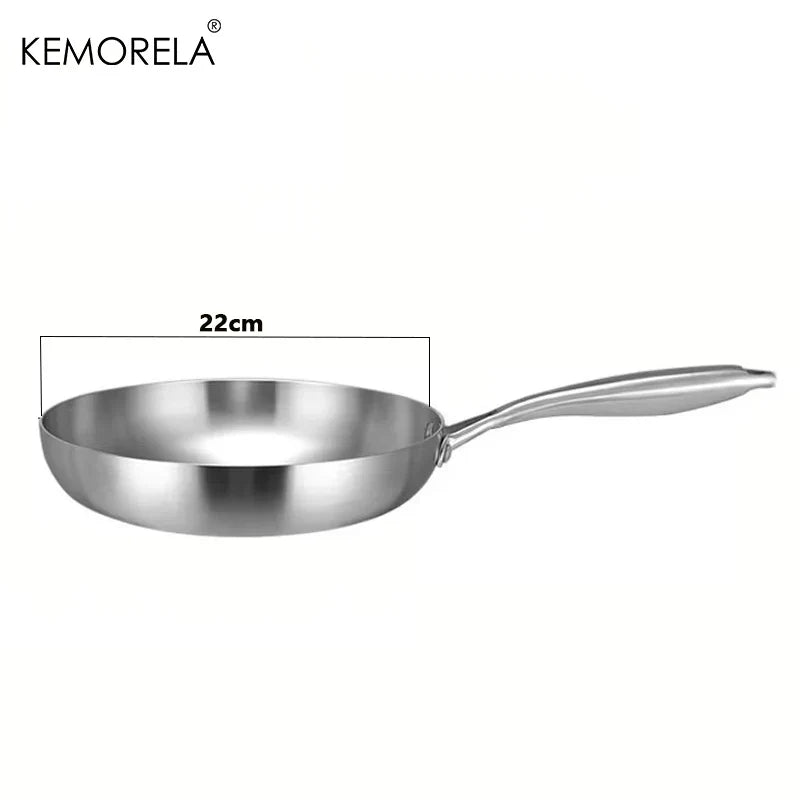 Skanto | Professional Frying Pan - 304 Stainless Steel, 2MM thick 5-layer Steel Pan & Pot