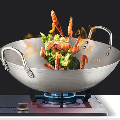ChefMaster – Large Stainless Steel Wok with Double Handle Skanto
