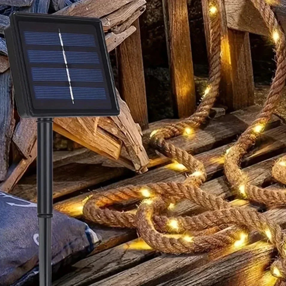Skanto | Hemp Rope Solar Powered Lamp | Durable Outdoor Lighting for Garden and Patio
