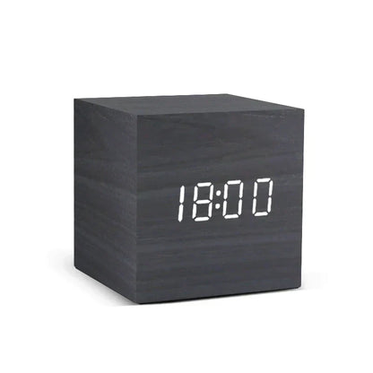 Wooden LED Alarm Clock with Temperature Display, Digital Clock, and Minimalist Design – Perfect for Bedroom and Office | Skanto