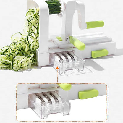 Brehn | SpiraChef Vegetable Spiralizer | 5-in-1 Spiralizer & Slicer | With Suction Foot & Foldable Design | For Zoodles, Vegetables & Fruits
