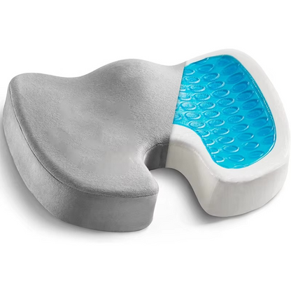 Gel seat cushion with memory foam and non-slip base for office, car and home