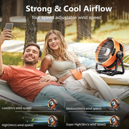 Skanto Camping Fan with 20 000mAh Battery, LED Light & Remote - WindMate | Skanto