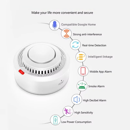 Smart WiFi smoke detector with 85 dB – SafeSense