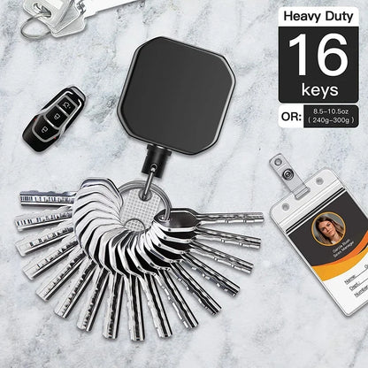 BowLift | Metal Retractable Carabiner Keychain with Steel Cord – Safety Reel 71.8 cm