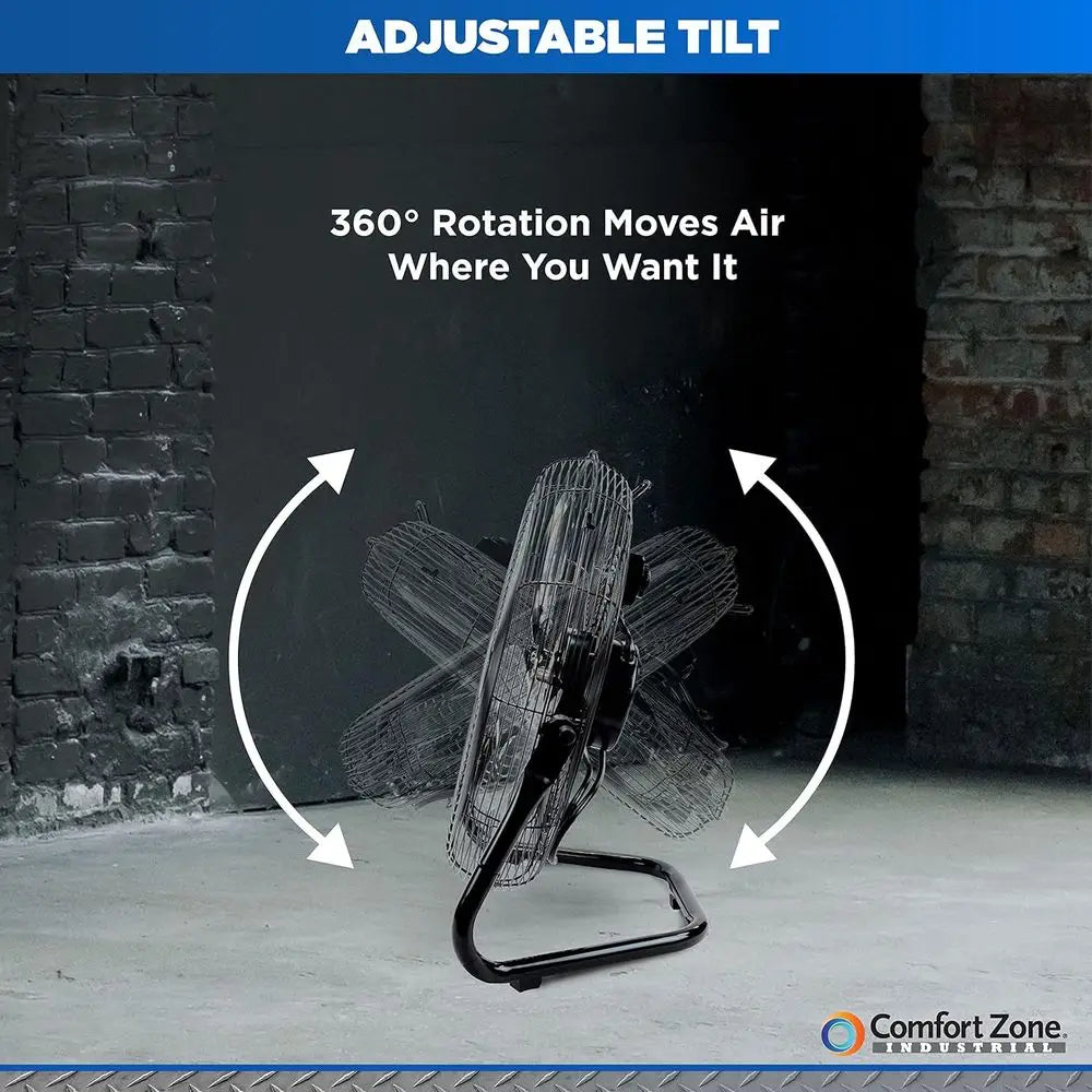 18-inch Industrial High-Speed Floor Fan – 3-Speed Adjustable Tilt with Carrying Handle for Workshop & Home Use | Brehn