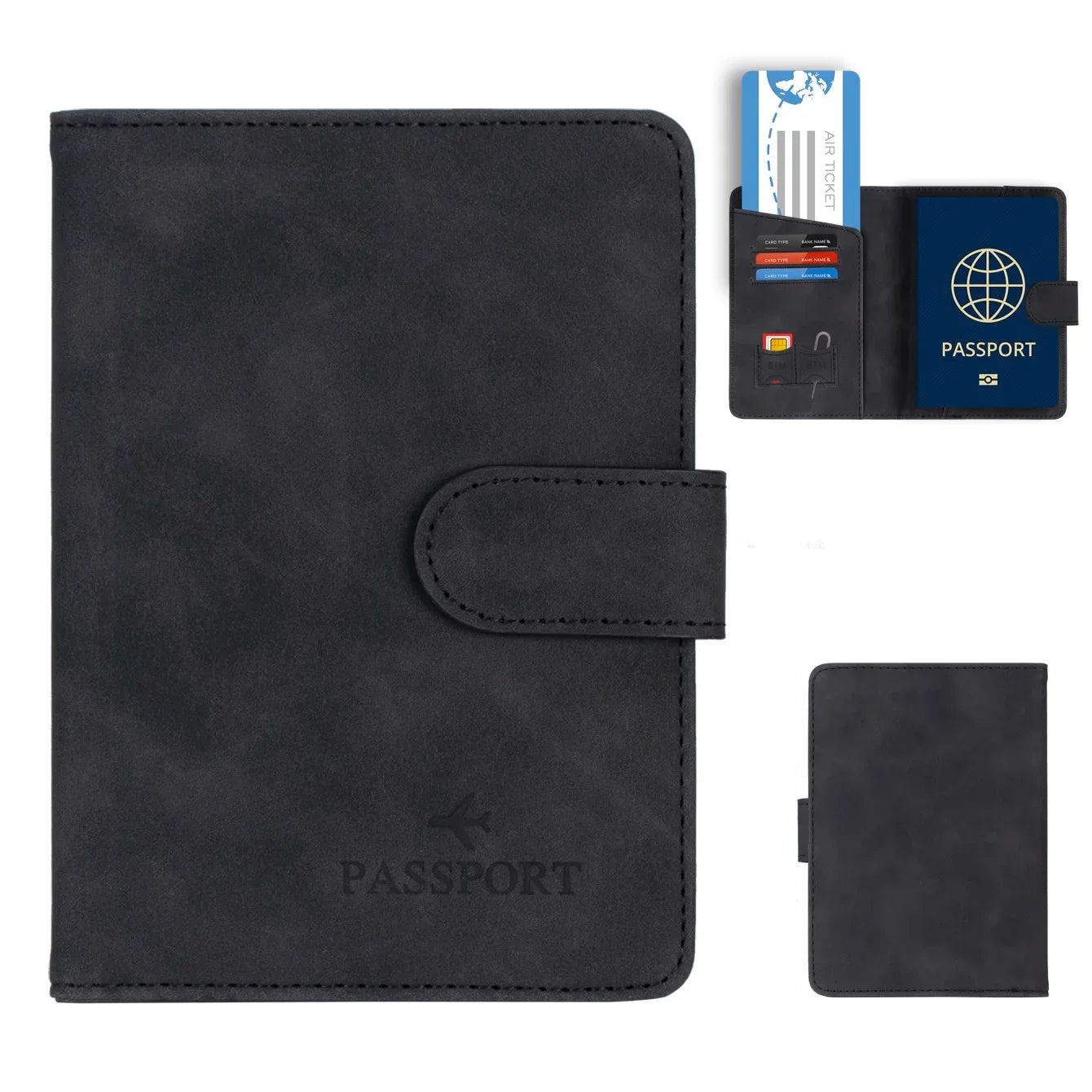 Skanto | Travello Passport Holder | RFID Protection | Genuine Leather Look | For Women and Men