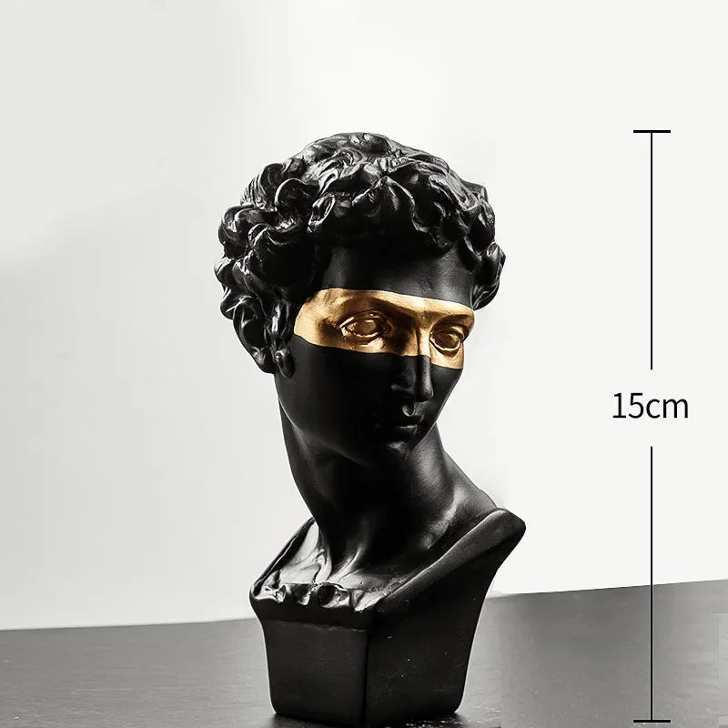 Skanto | Decorative Statues, 15 cm, David, Coffee Table, Home Decor, Ornament, Plaster Bust, White Resin, Decorative Art Sculpture