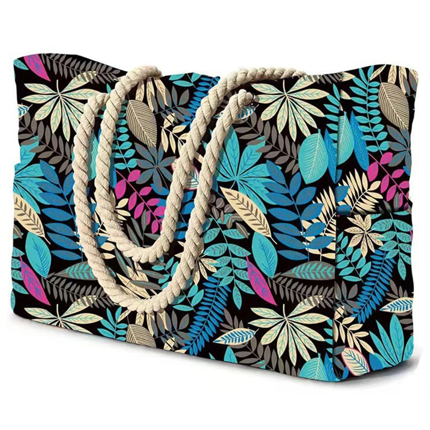 BowLift | Marivalis Striped Beach Bag with Zipper | Foldable & Waterproof | Sand Resistant Canvas | For Travel & Vacation