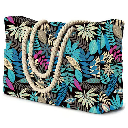 BowLift | Marivalis Striped Beach Bag with Zipper | Foldable & Waterproof | Sand Resistant Canvas | For Travel & Vacation