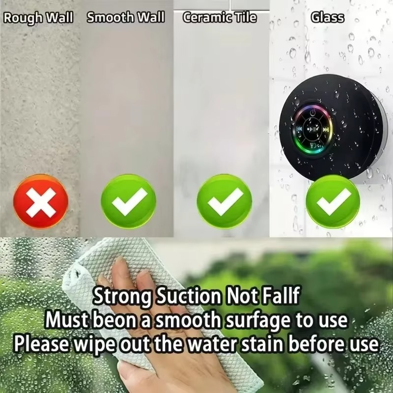 BowLift | Waterproof Portable Bluetooth Speaker with LED Lights and Suction Cup