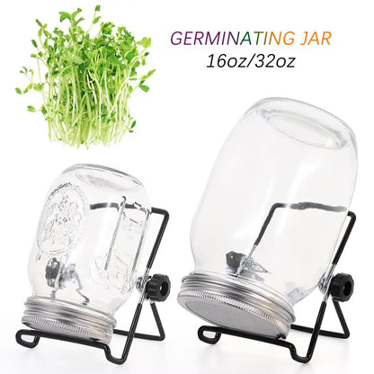 BowLift | VitaKeim Sprouting Jar Set | Stainless Steel Strainer Lid | For Fresh Sprouts at Home | 16oz & 32oz