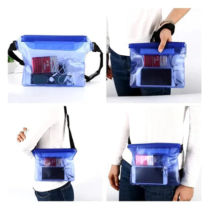 BowLift | Waterproof Hip Bag AquaSafeX | 3-fold Sealing | Transparent Dry Bag for Smartphone & Valuables | Adjustable Strap