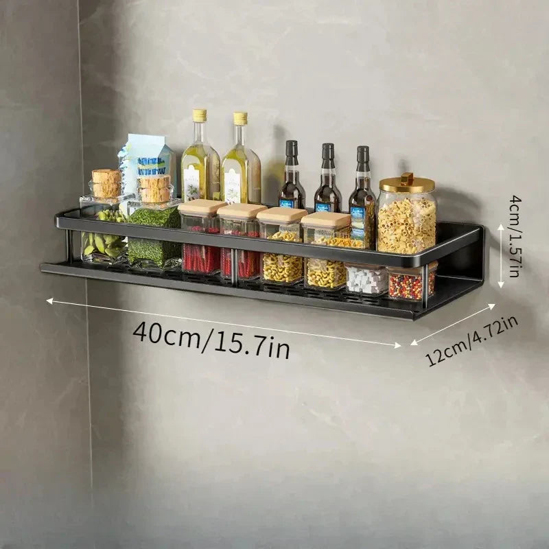 Skanto | Wall-Mounted Kitchen Shelf – Space-Saving and Stylish Aluminum Rack for Kitchen Utensils