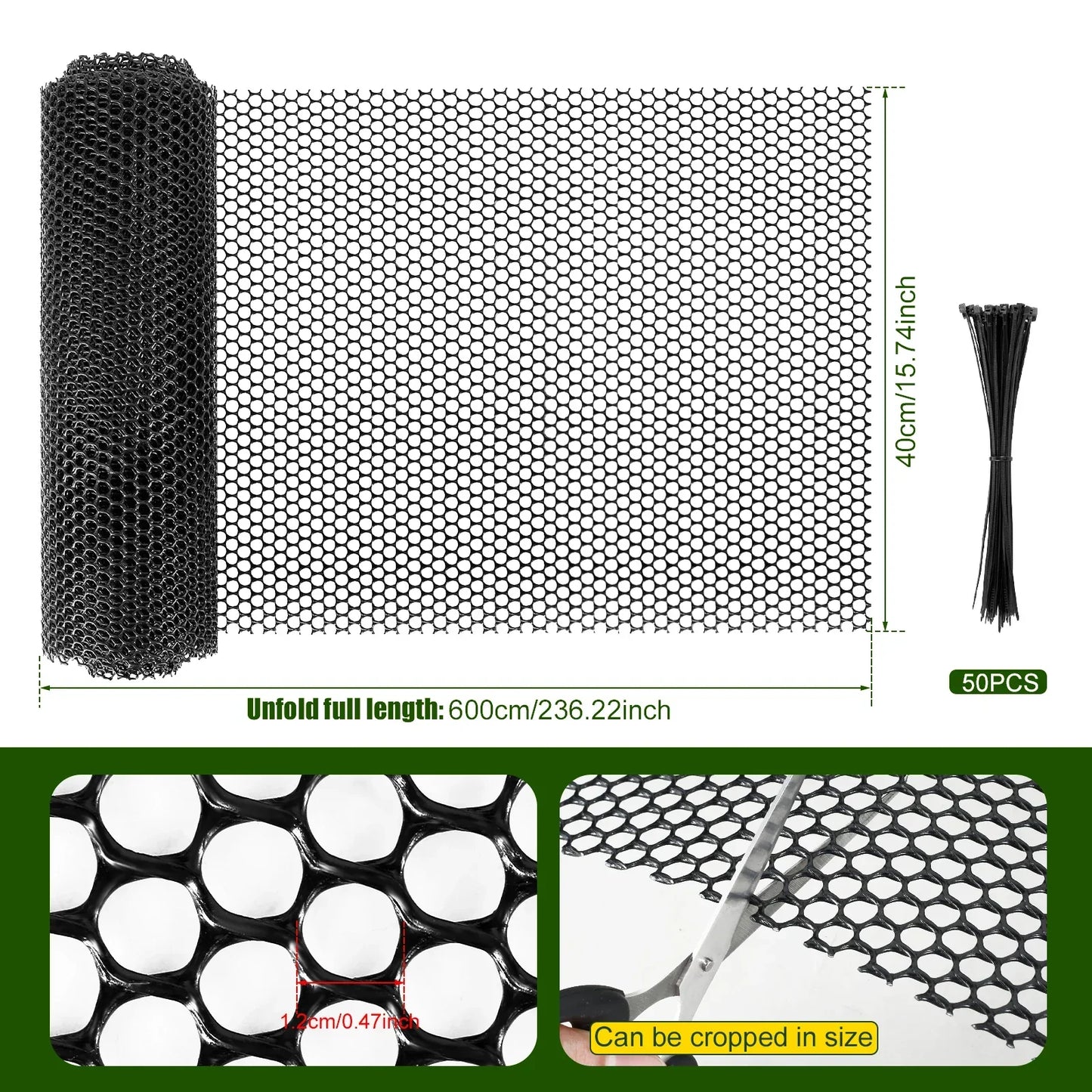 BowLift | FlexGuard Mesh | Plastic fence net for garden & tree trunk protection | 300 × 40 cm / 600 × 40 cm | Weatherproof & customizable