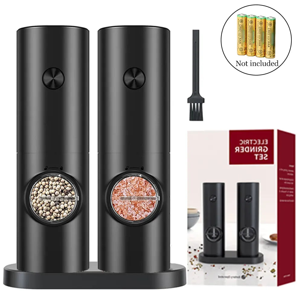 2 Pieces Electric Salt and Pepper Grinder with adjustable coarseness, refillable grinder, battery-operated kitchen appliance toy