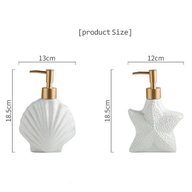 Skanto | AquaNaut Soap Dispenser | Nautical Design | Shell & Starfish Motif | Bathroom Decor
