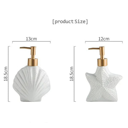 Skanto | AquaNaut Soap Dispenser | Nautical Design | Shell & Starfish Motif | Bathroom Decor