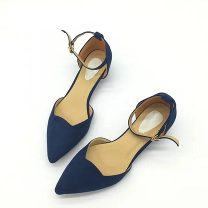 Women's Buckle Strap Pointed Toe D'Orsay Heel Shoes - Blue