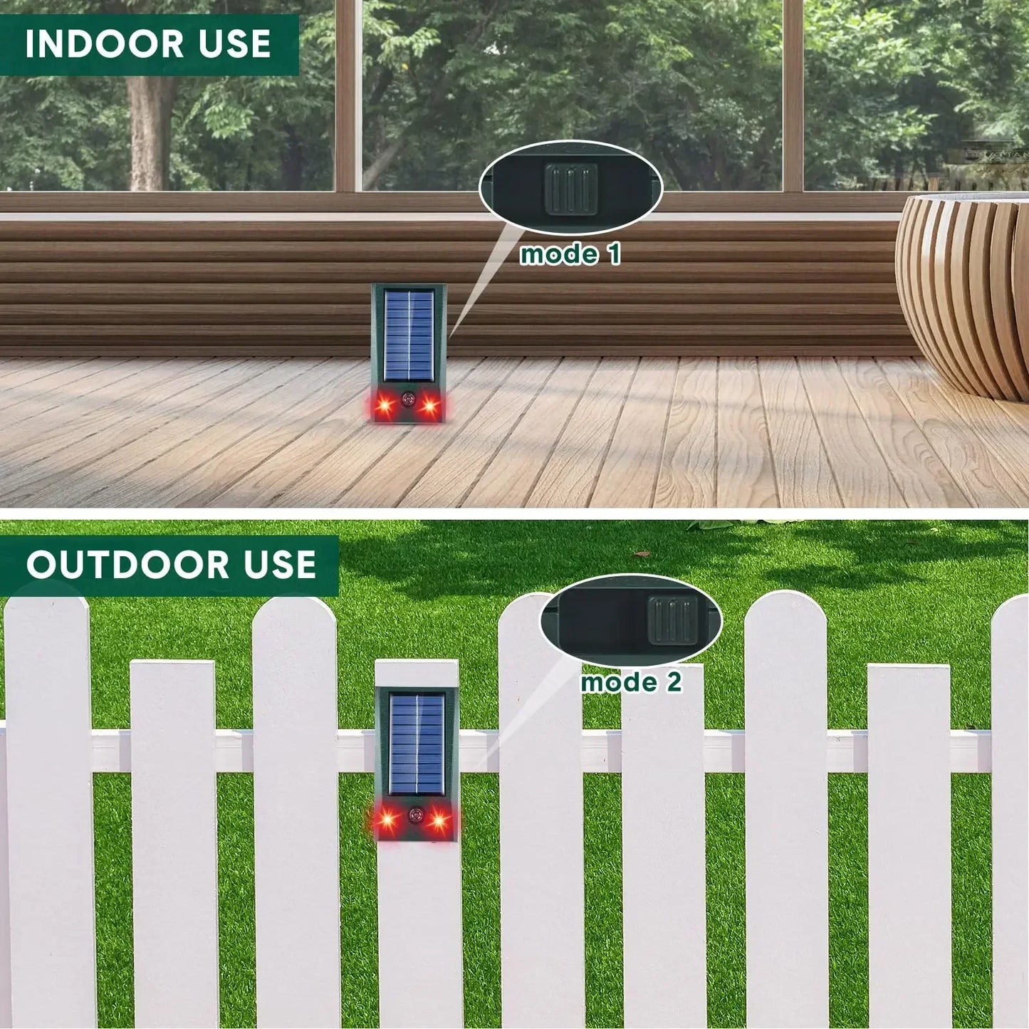 Karnz | SolarGuardix Ultrasonic Bird Repeller Solar | With LED & Motion Sensor | Waterproof IP58 | 600 m² Coverage