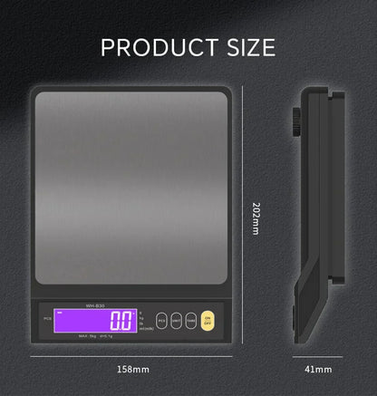 Karnz | 5 kg/0.1 g and 10 kg/1 g digital electronic kitchen scale, LCD display, fully waterproof stainless steel weighing tool for baking