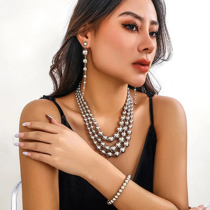 BowLift | Bold Triple Stack Dangle Earrings, Necklace, Bracelet Set