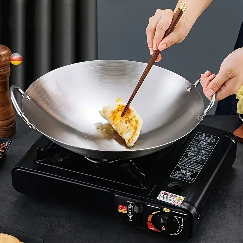 ChefMaster – Large Stainless Steel Wok with Double Handle Skanto