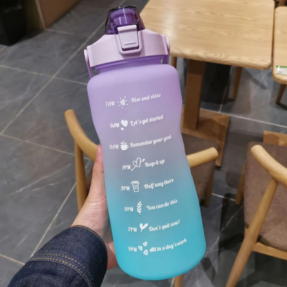 BowLift | Outdoor 68oz Large Capacity Leakproof Water Bottle with Straw and Time Marker