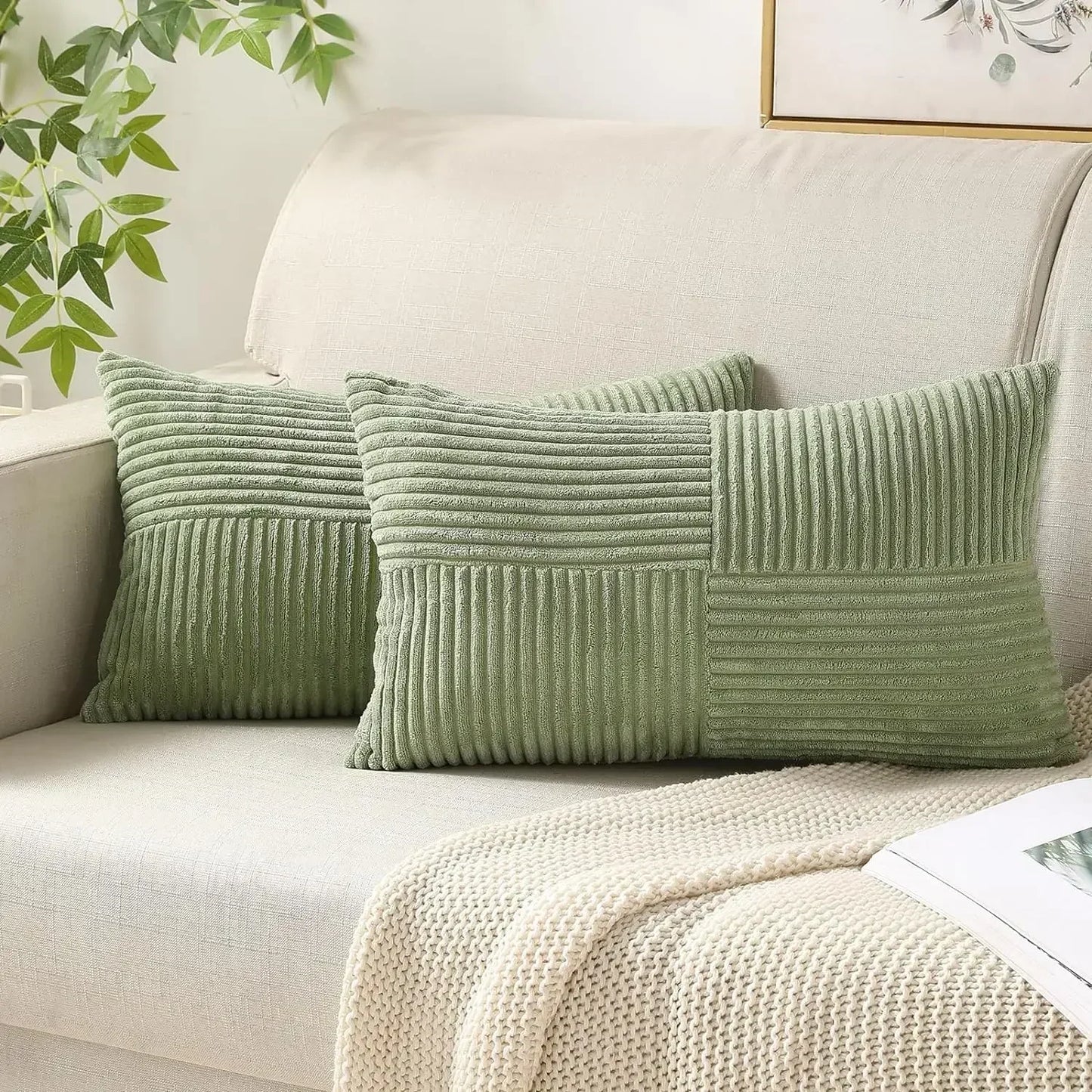 BowLift | VelvetAura Cushion Cover - Stylish Striped Cushion Covers in Luxury Corduroy Set