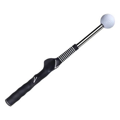 Golf swing trainer with click feedback for grip strength and swing correction