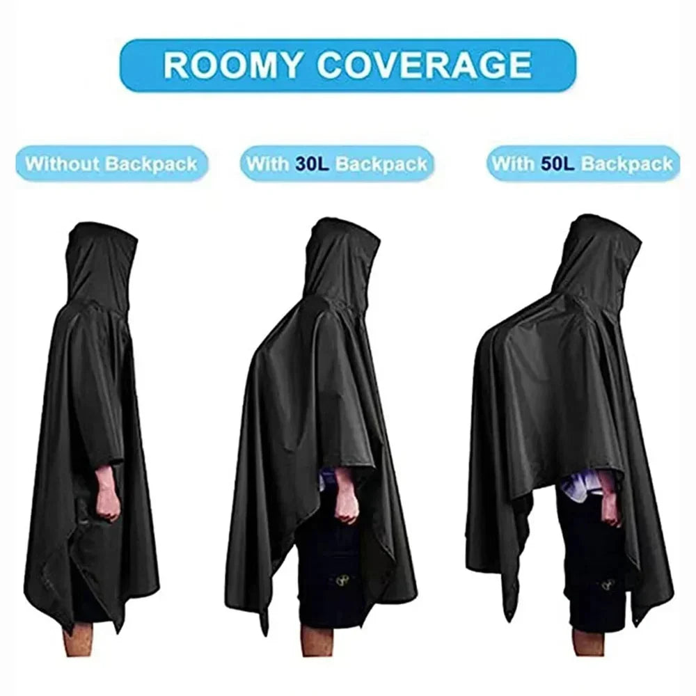 Skanto | 3-in-1 Outdoor Military Raincoat - Hooded Waterproof Poncho with Sleeves, Motorcycle Rain Cover, Ideal for Camping, Hiking, and Travel