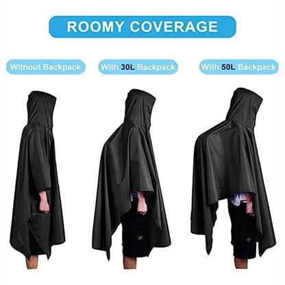 Skanto | 3-in-1 Outdoor Military Raincoat - Hooded Waterproof Poncho with Sleeves, Motorcycle Rain Cover, Ideal for Camping, Hiking, and Travel