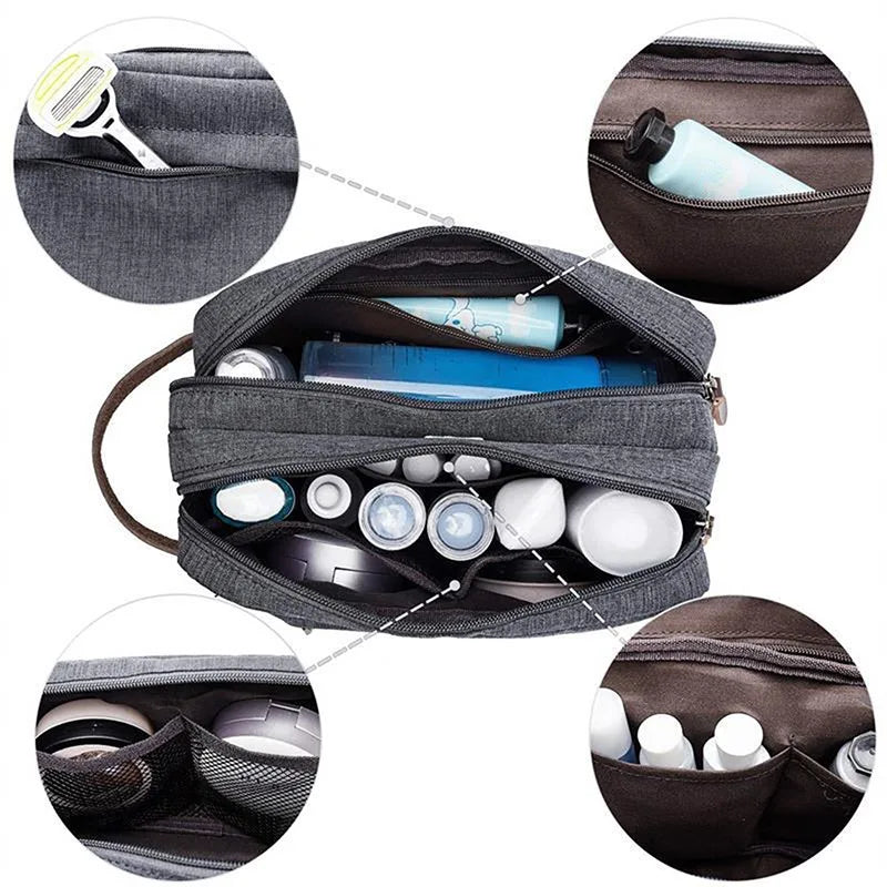 Skanto | Nylonéa Toiletry Bag Unisex | Water-Repellent | Leather Handle with Canvas Design | For Travel and Everyday Use