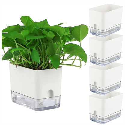 Skanto | BloomEase Plant Pot | Self-Watering & Space-Saving | With Water Level Indicator | For Indoor Plants & Herbs