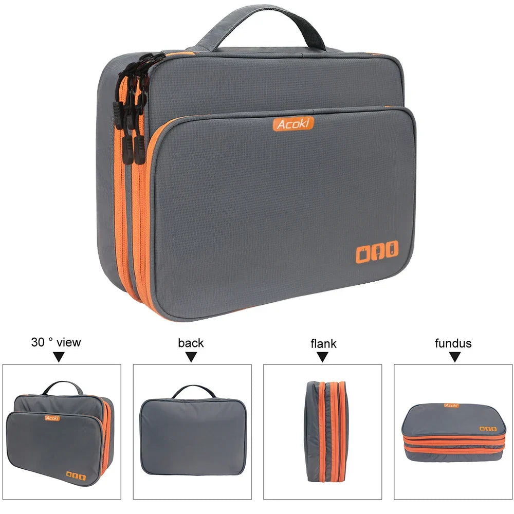 BowLift | Electronics Organizer TECHNIVO LayerPro | 3-Layer Cable Bag | Waterproof & Large Volume | For iPad, Chargers & Accessories