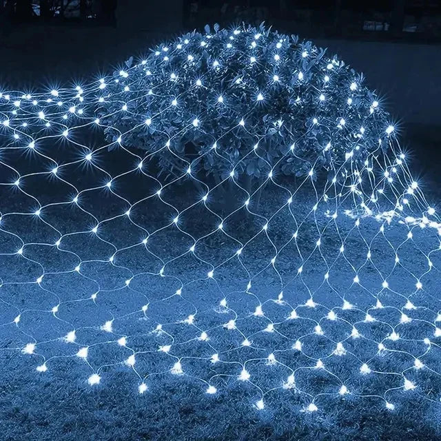 Waterproof LED Net Christmas Lights - 8 Modes or Solar Powered, Ideal for Christmas and Holiday Decorations